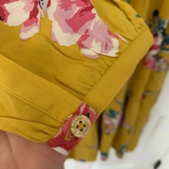 Joules Girls Yellow and Pink Floral Long Sleeve Dress Size 10 - Picture 6 of 6